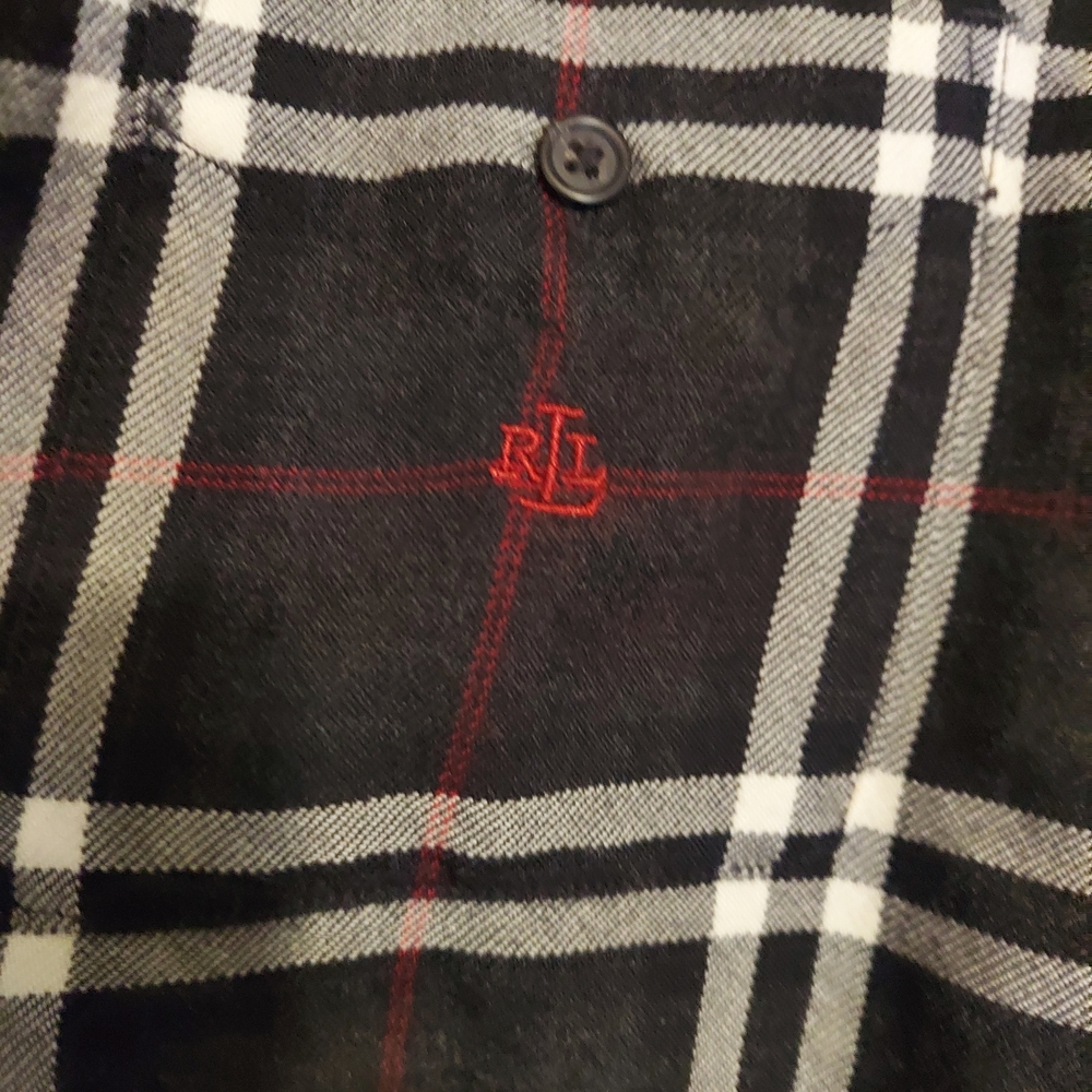 Lauren by Ralph Lauren Womens Black And Red Plaid Zip-Front Shirt Jacket Size S - Picture 4 of 11